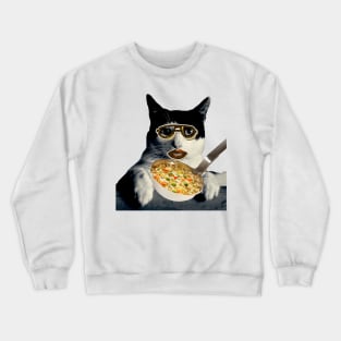 Cat eating ramen Crewneck Sweatshirt